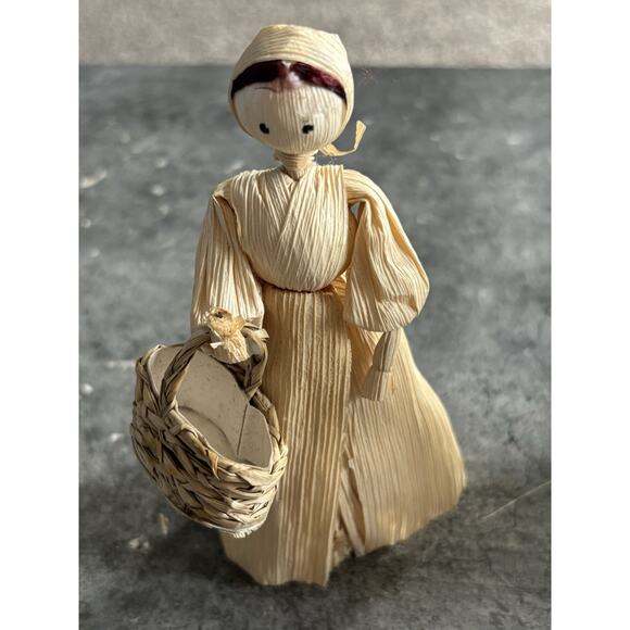 3 Vtg Corn Husk Doll, Folk Art 6” Figures - Picture 2 of 14